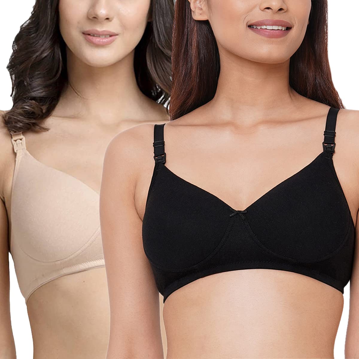 Organic Cotton Bamboo Nursing Bra for Women I Feeding Bra with Wire Free Design and Hook and Eye I Full Coverage Lightly Padded Maternity Wear (Combo Pack)-image-19