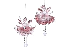 Kurt S. Adler Jeweled Fairy Pink Christmas Ornaments