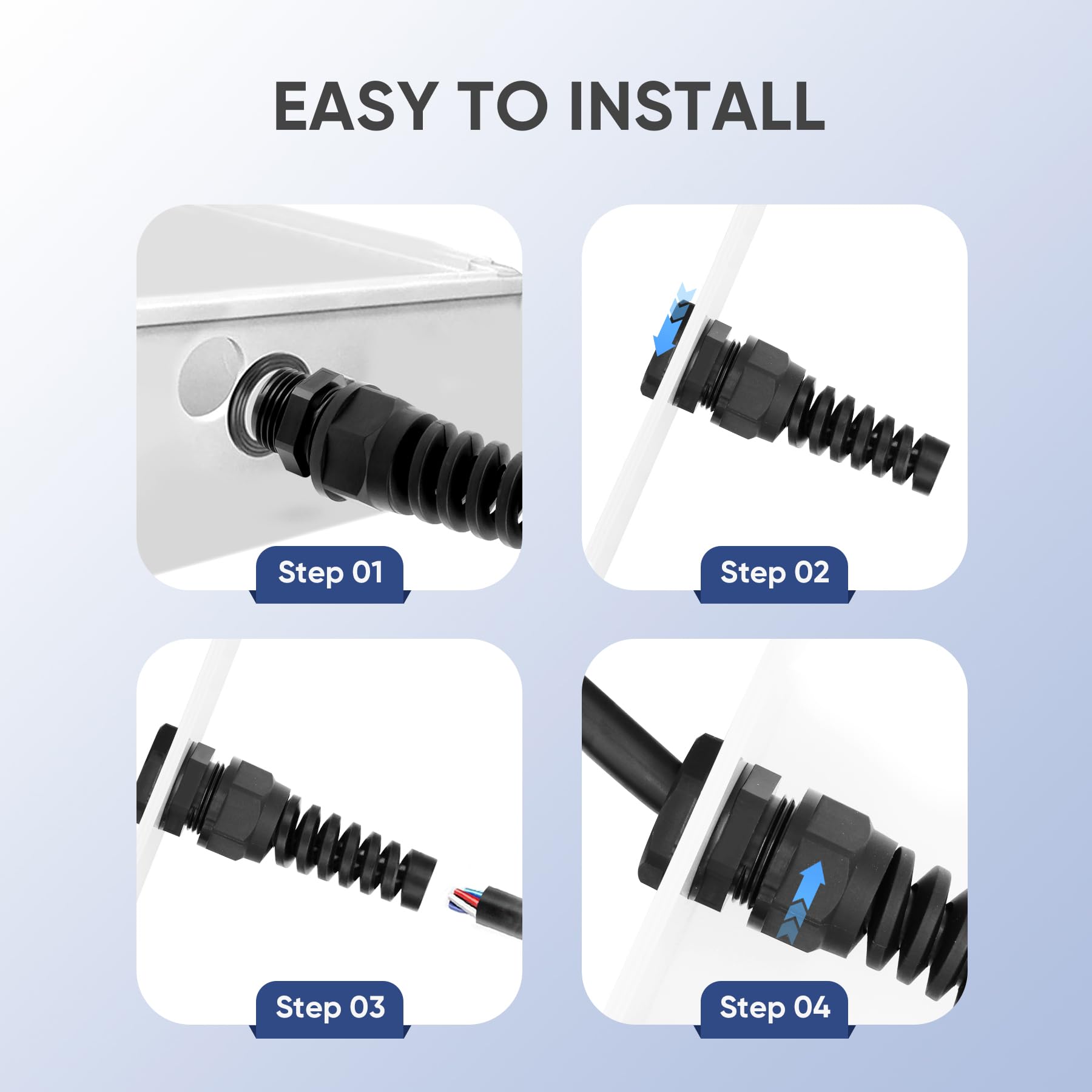 Strain Relief Cable Glands - Waterproof NPT Connectors -7