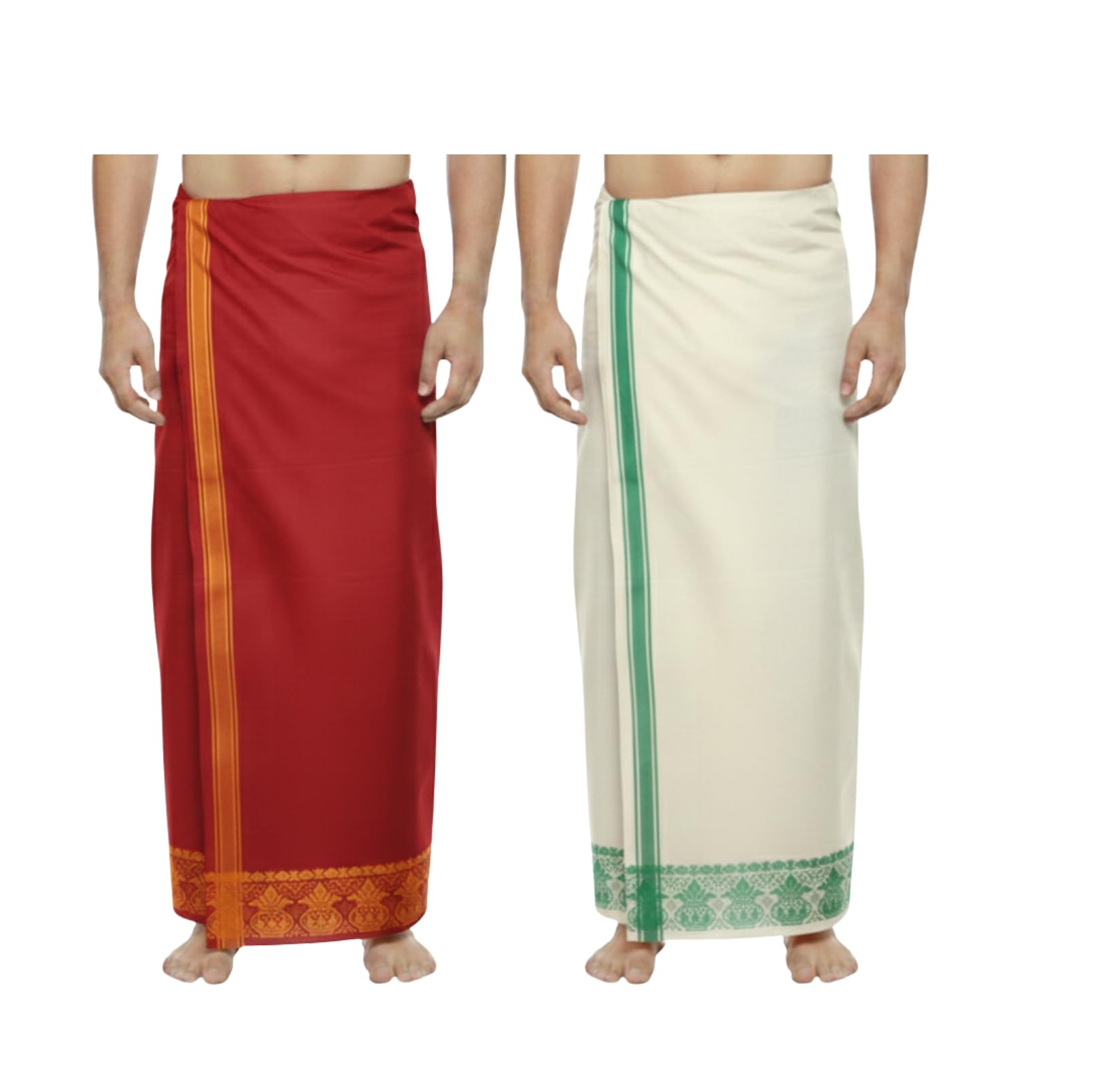 tharunsha elite 100% Cotton Men's Single Dhoti -2.00Mtrs Kalasam Border Set 2-picture-33