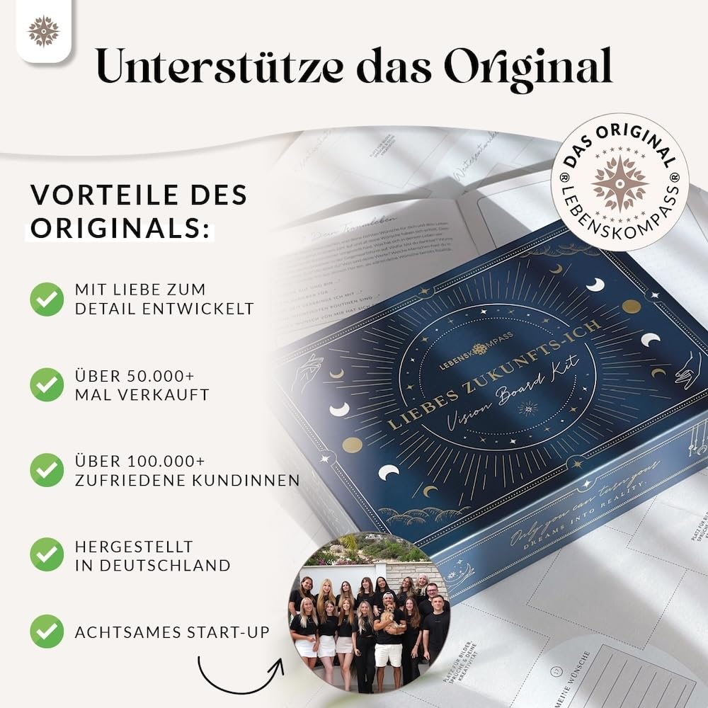 Vision Board Set 2026 DAS ORIGINAL Liebes Zukunfts-Ich von Lebenskompass® Bastel Dein eigenes Visionboard visualisiere das Leben deiner Träume Geschenke für Frauen & Männer