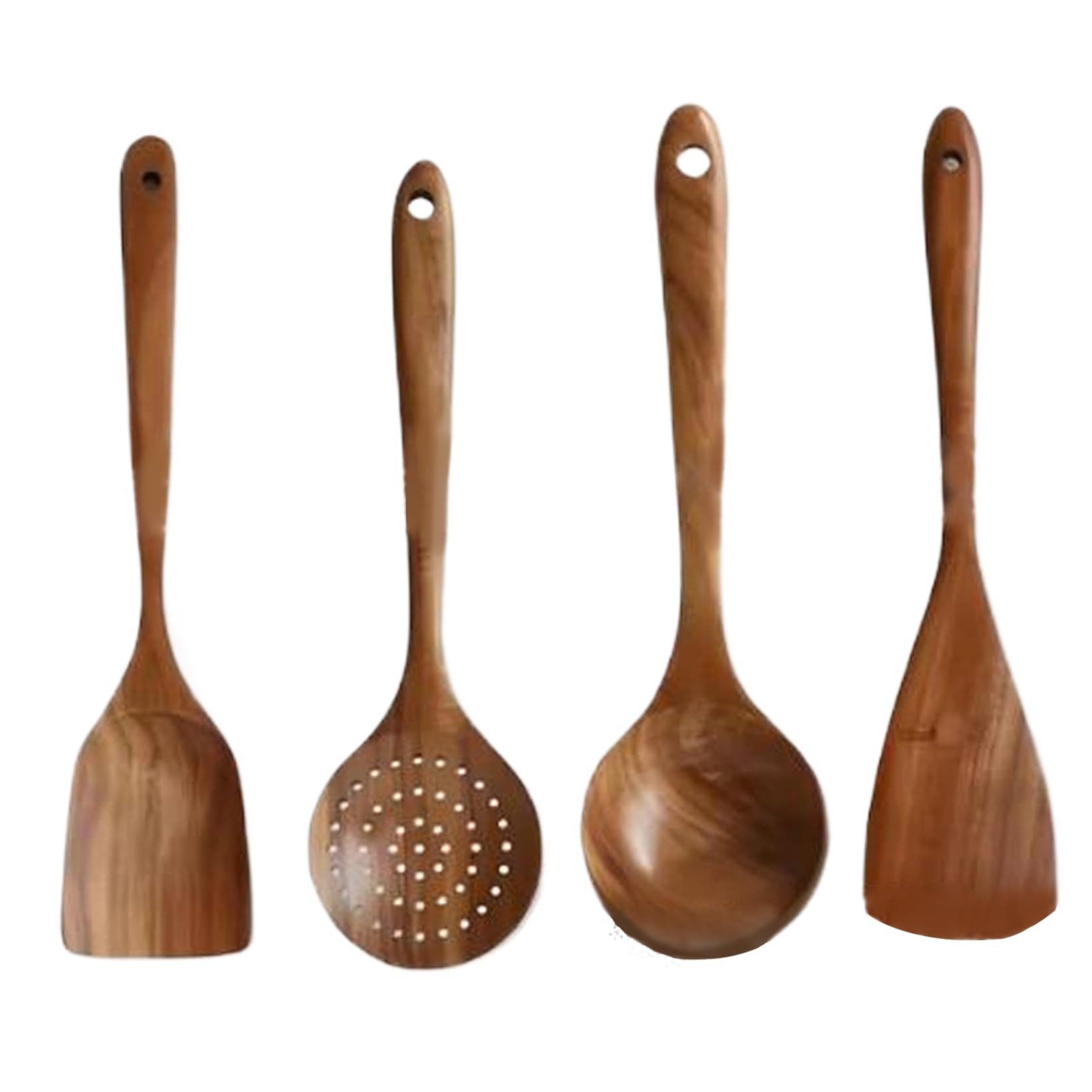 Ensemble d'ustensiles de cuisine en bois 4pcs suspendre cuillères de cuisson antiadhésives
