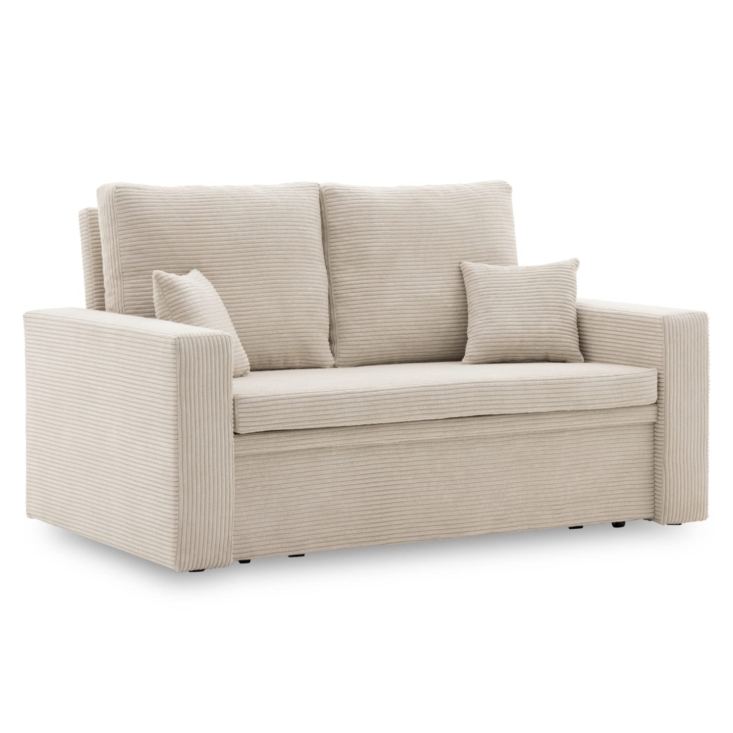 Sofa Aikido I 150x85 - mit schlaffunktion - Farben zur Auswahl - modernen Sofa - mit Bettkasten - Moderner Cordstoff - Stoff POSO (POSO 100)