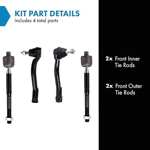 Vista 49 de TRQ - Juego de barras de acoplamiento delanteras interiores y exteriores