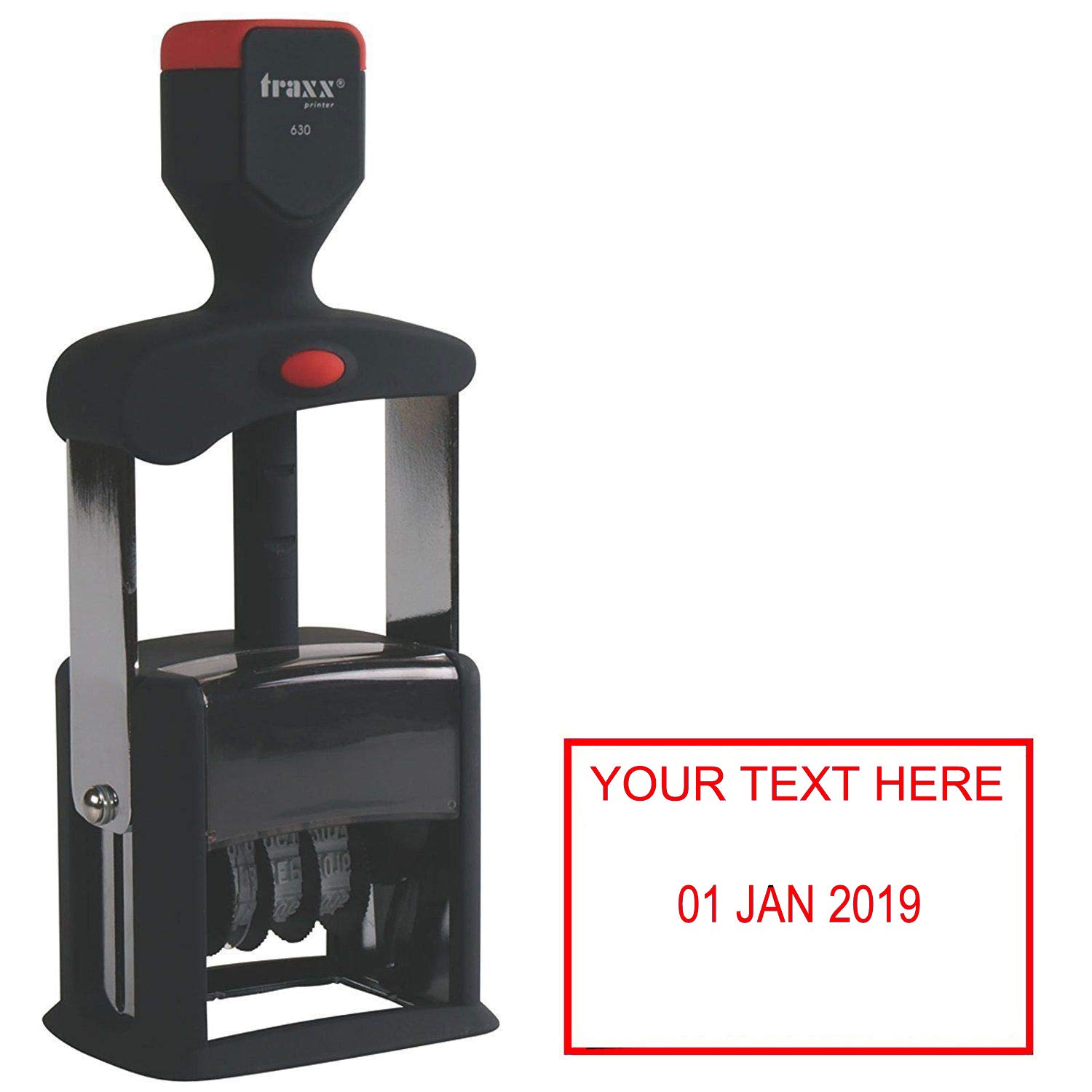 Buy Personalised Traxx JF630 Self Inking Word and Date Stamp in Red Ink
