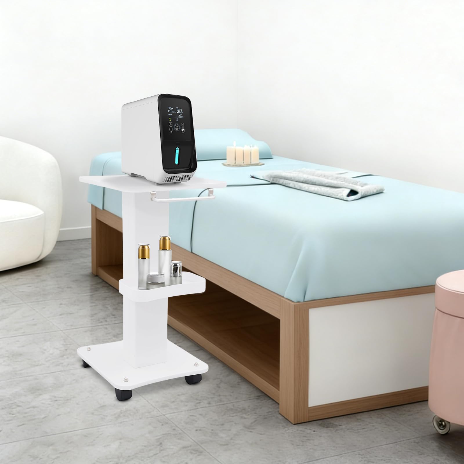 Carrito portátil de cosméticos médicos con compartimento de almacenamiento y ruedas universales, carrito de trabajo ABS para salones de belleza y peluquerías, ideal para instrumentos de belleza, 34 x