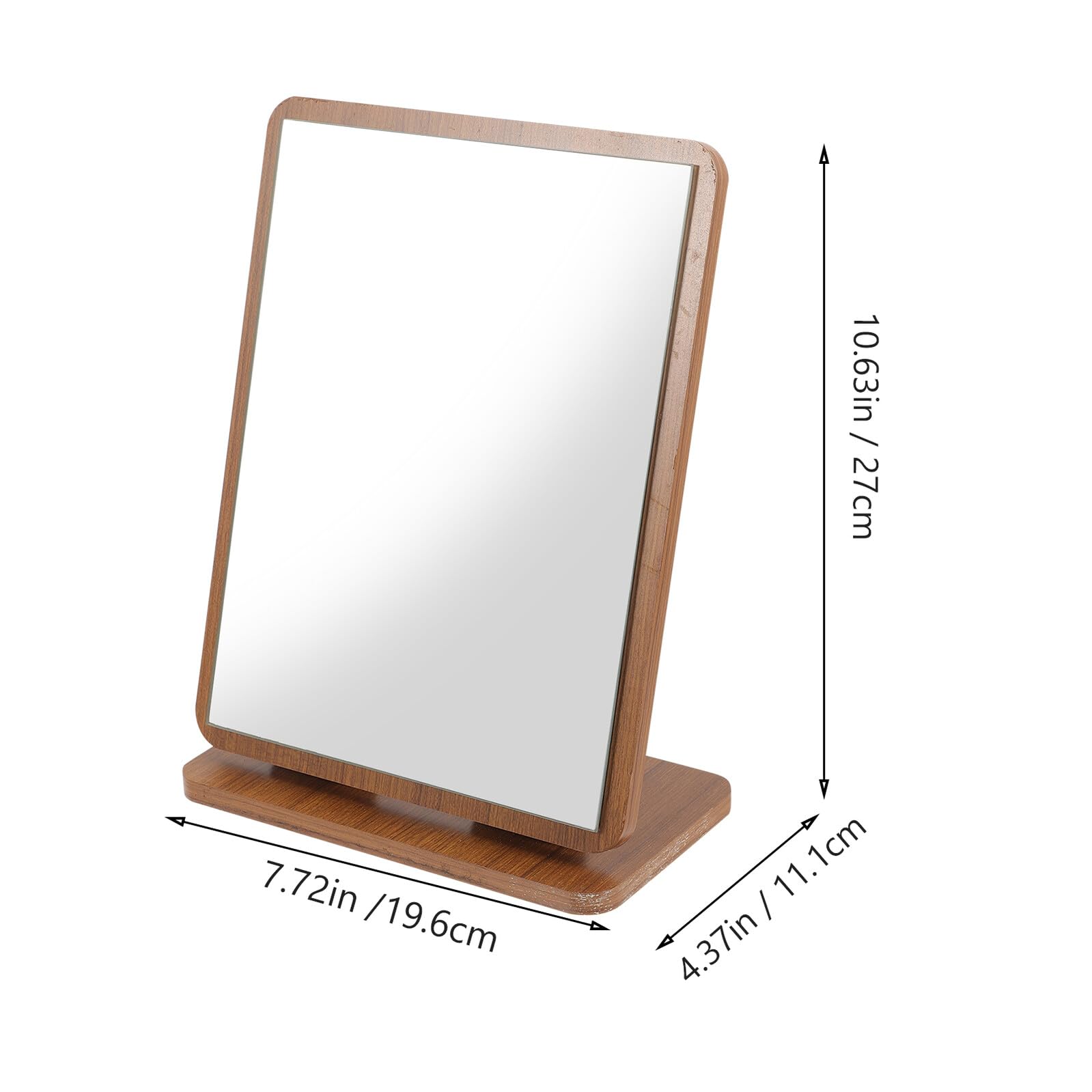 Specchio Elegante per Trucco in Legno Marrone Design Girevole Regolabile Specchio da Tavolo per Camera da Letto e Bagno