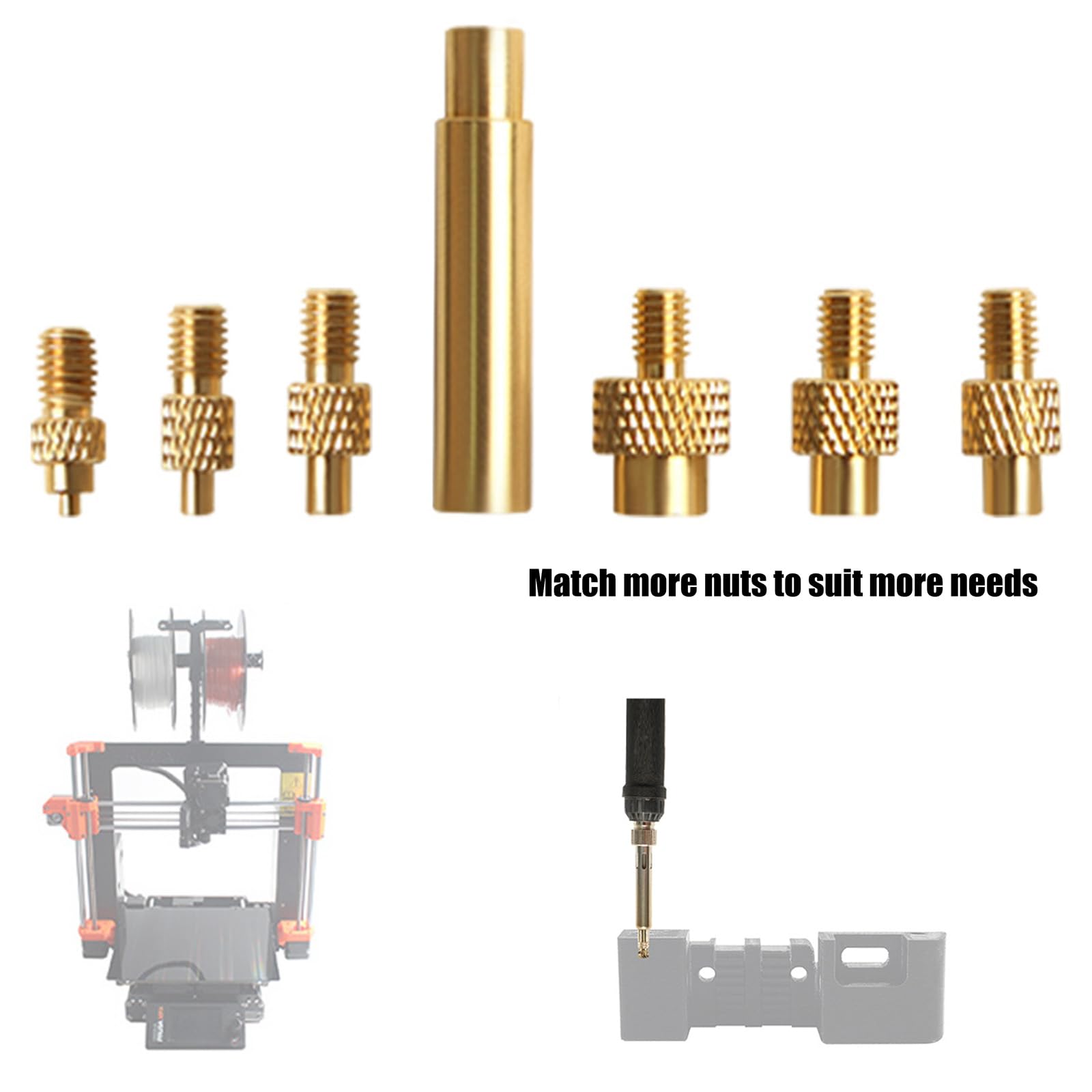 Set di dadi in ottone con inserto termico in diverse misure, con punte per saldatore da 2 a 8 punte in ottone, per un totale di 345 accessori per saldatura