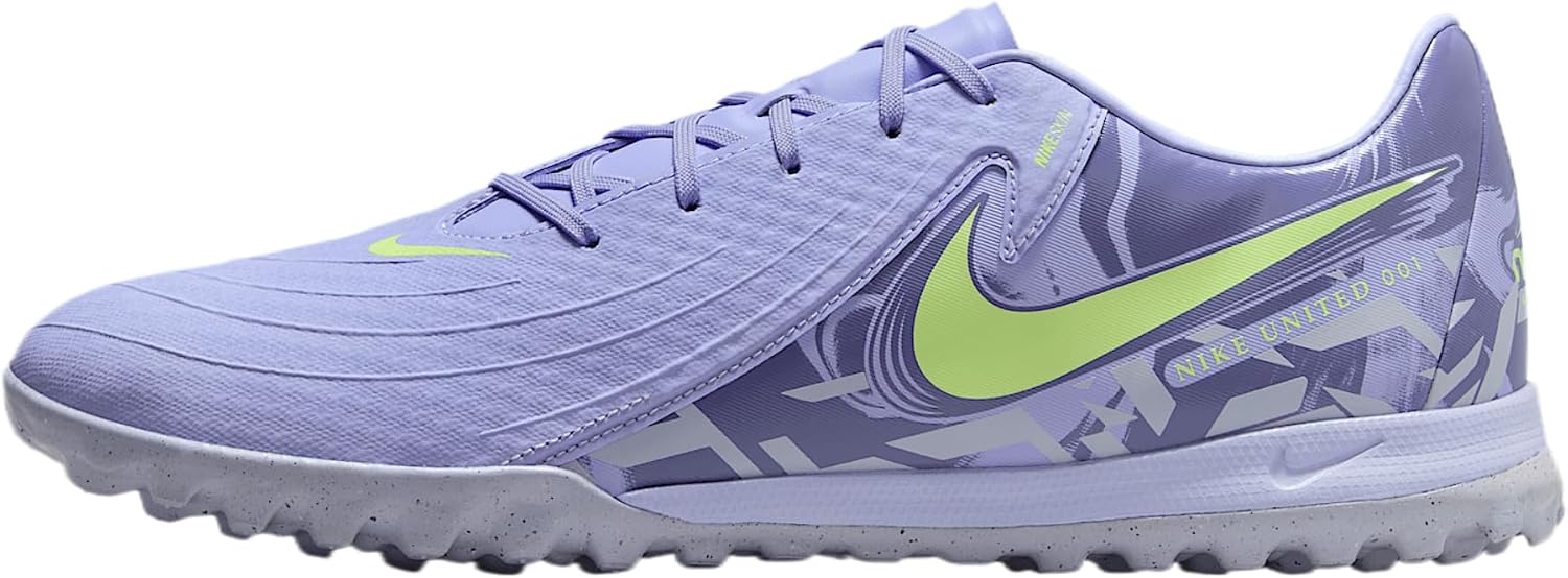 Nike United Phantom GX 2 Academy TF Low-Top Soccer Shoes (HF1596-500, Purple Agate/Barely Volt) Size 4.5