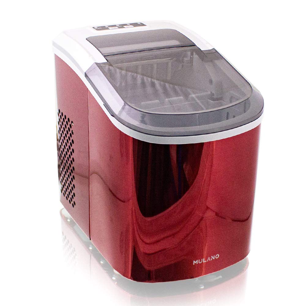 Eiswürfelmaschine Edelstahl Eiswürfelbereiter Eiswürfel Ice Maker Eis Maschine Icemaker (Rot)