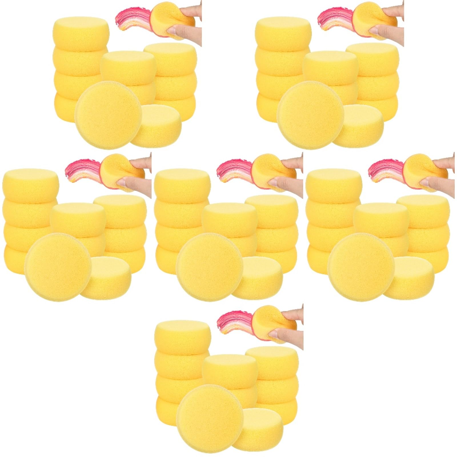 DOITOOL 72PCS Round Sponge for Painting, Round Yellow Sponges for Art Crafts Pottery Ceramics Clay Painting,Face Painting