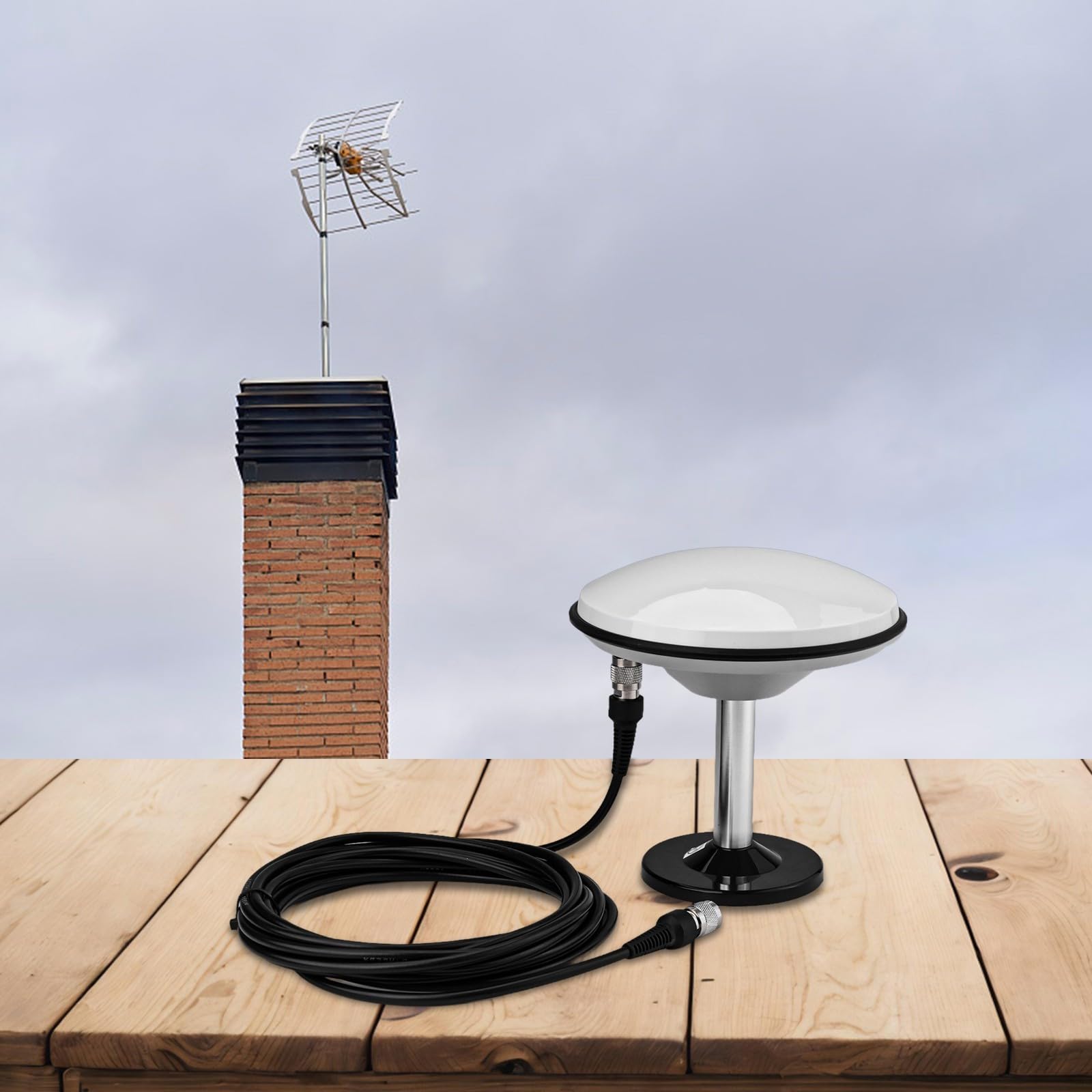 Honseadek STARF-107 L1 L2 GNSS-RTK Antena GPS, resistente al agua para topografía agrícola con base magnética M90SD cable TNC/SMA de 5 m (antena + cable TNC)