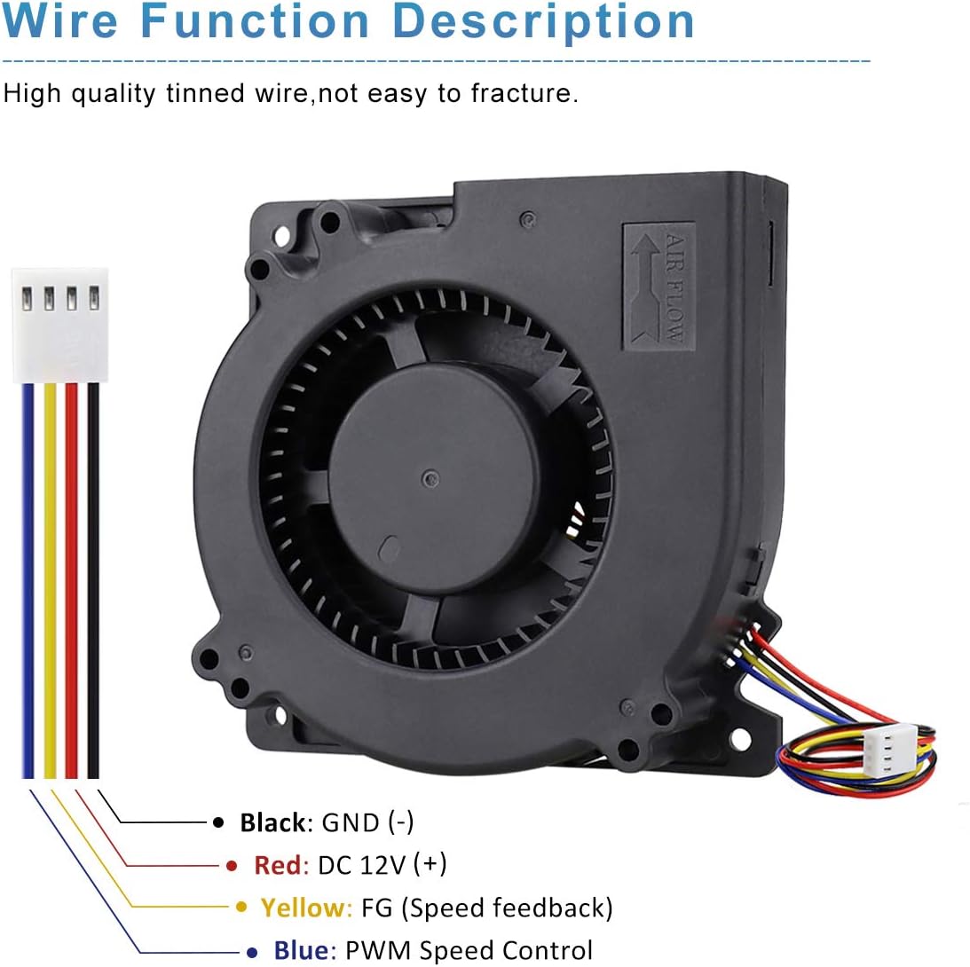 GDSTIME 120mm PWM 4 Pin 12V Dual Ball Bearing DC Brushless Blower Cooling Fan (4.72x4.72x1.26 inch), for Car Seat Amplifier Inflatables Inverter Ventilation