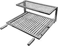 Grelha Dupla Inox Reforçada Para Churrasco, Dupla Camada Para Preparar Mais Ingredientes Simultaneamente, Ideal Para Churrascos Em Grupo, Fácil De Manusear E Limpar(45x50)
