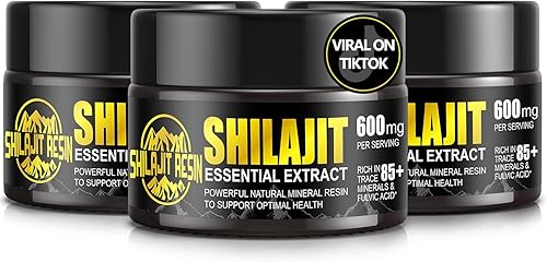 Shilajit - Resina Shilajit orgánica pura del Himalaya, resina Shilajit de grado dorado con más de 85 oligominerales y ácido fúlvico, suplemento