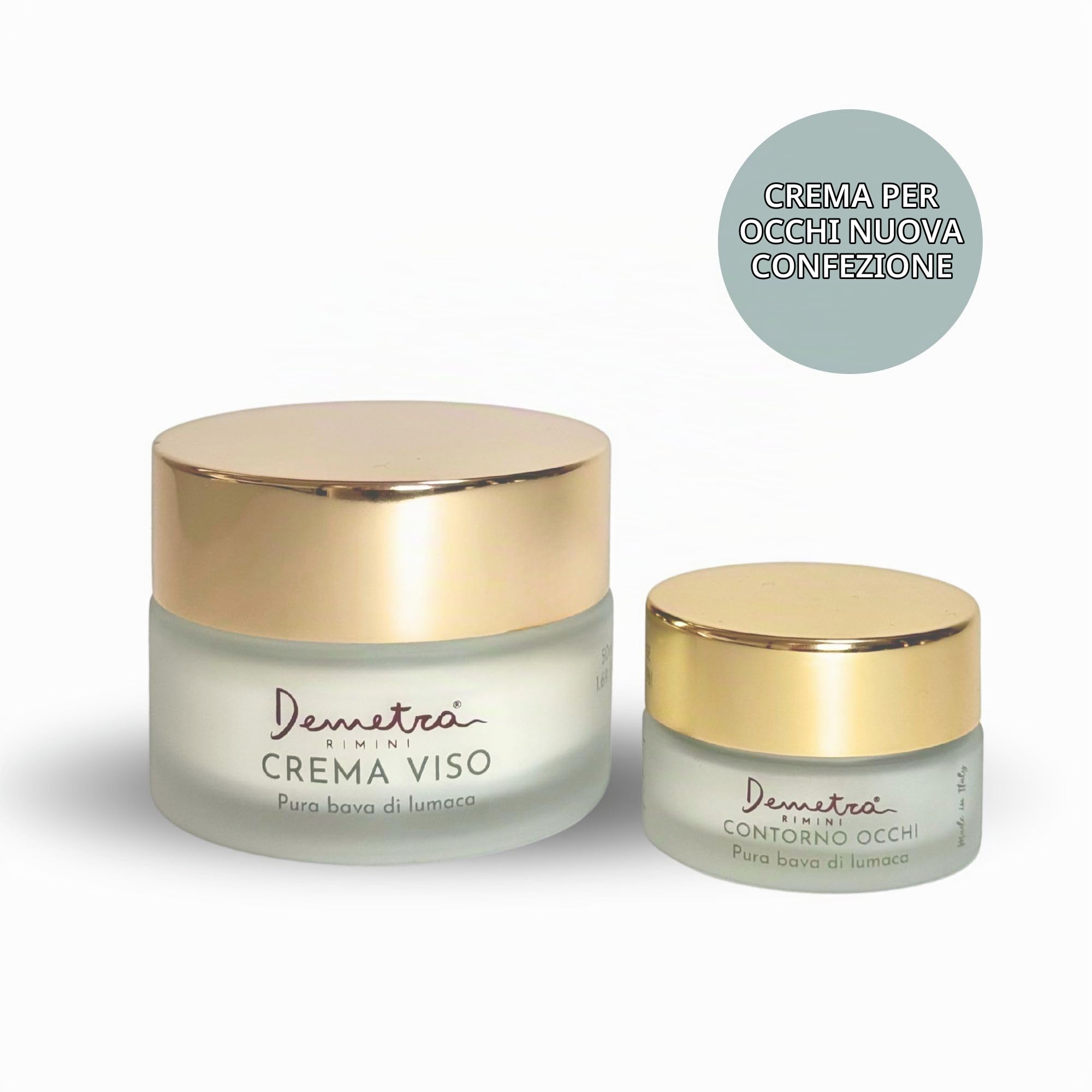 Demetra Kit Skincare 2 in 1- Crema viso 85% e Contorno occhi 80% - Bava di Lumaca e Acido Ialuronico (50ml-15 ml)