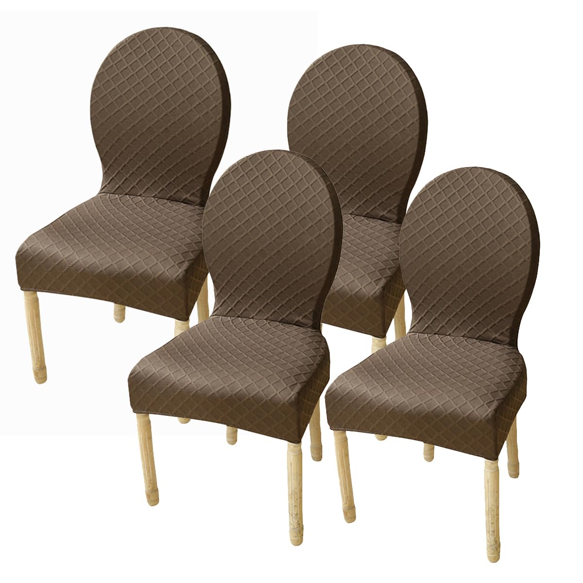 Housse de chaise moderne marron avec dossier ovale en lot de 4 ou 6