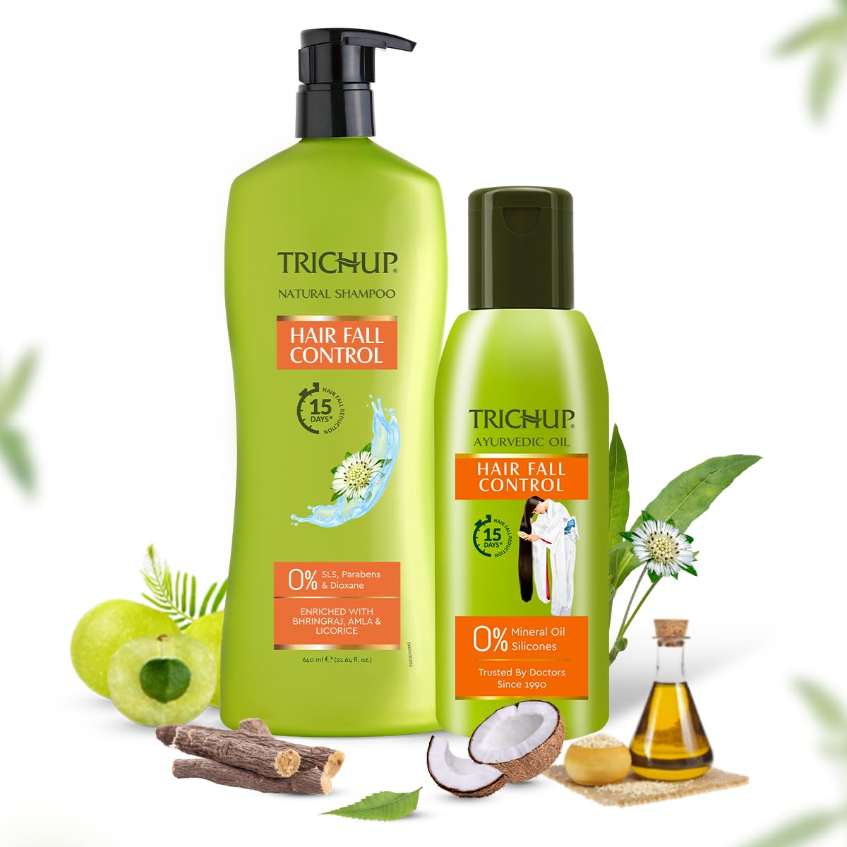 Trichup Hair Fall Control Kit – Hair Oil 200ml & Shampoo 640ml | With Amla, Bhringraj & Licorice | Helps Reduce Hair Fall & Strengthen Hair-picture-13