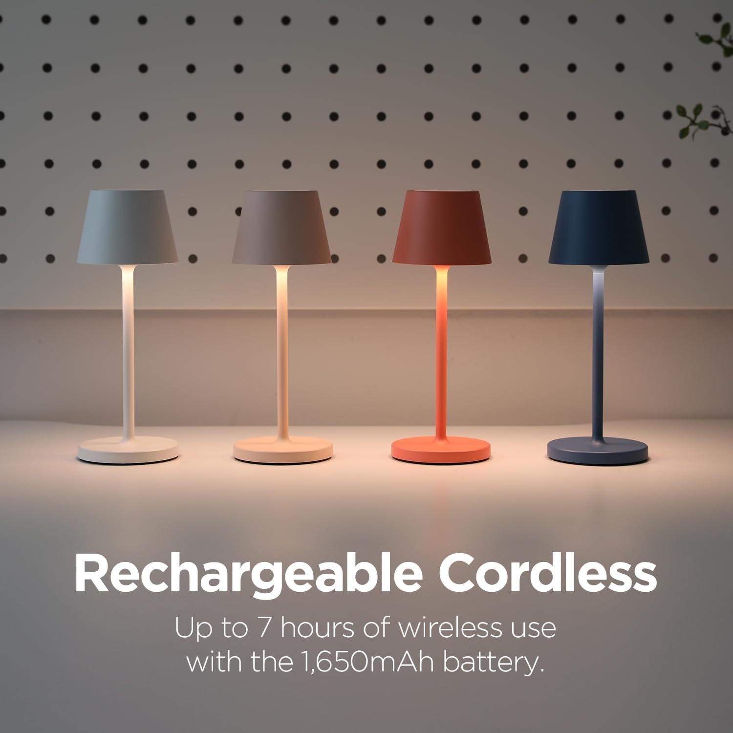 mooas Cordless Table Lamp, Small Portable Rechargeable LED Desk Lamps, 3 Colors Stepless Dimming-Touch Mood Night Light for Reading Bedroom Livingroom Bars Office Camping ⌀2.95"x7.87"(Coral Pink)