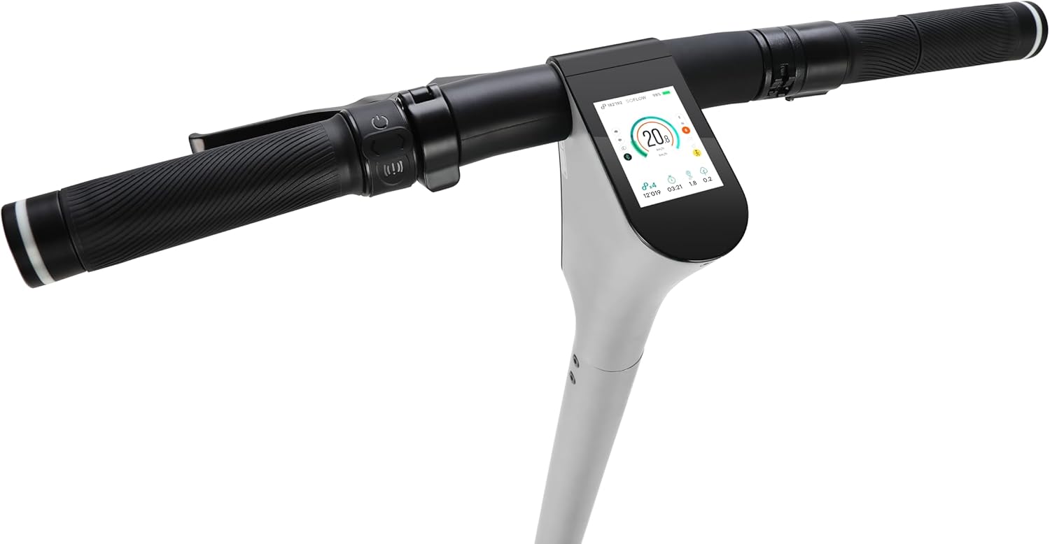 Close-up of SOFLOW SO ONE PRO 1 handlebar with display