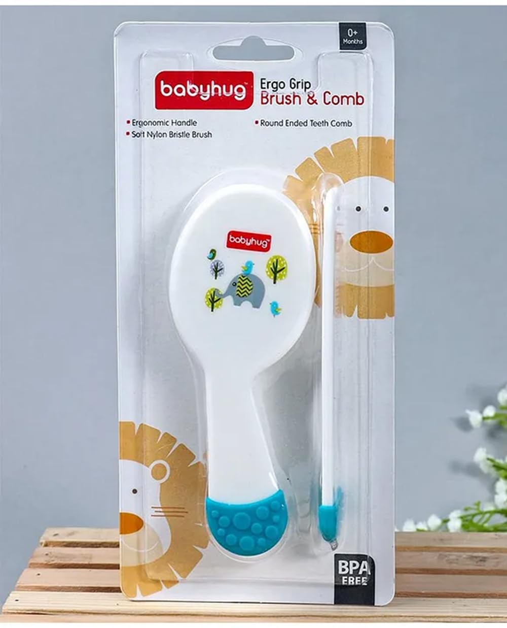 Babyhug Ergonomic Hair Brush and Comb Set, | Comb with Blunt Edges and Integrated Blobbed Tips | Soft Nylon Bristles | Complies with EN71 safety standards-image-24