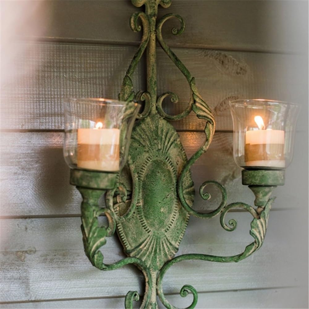Candleholders Retro Wrought Iron Wall-Mounted Candle Holder Creative Garden Courtyard Decoration Candlestick
