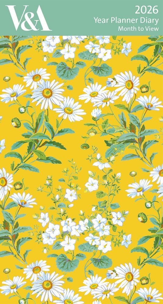 Museums & Galleries 2026 Slimline Year Planner 2026 Month To View Diary - V&A Museum - Yellow Daisies Design