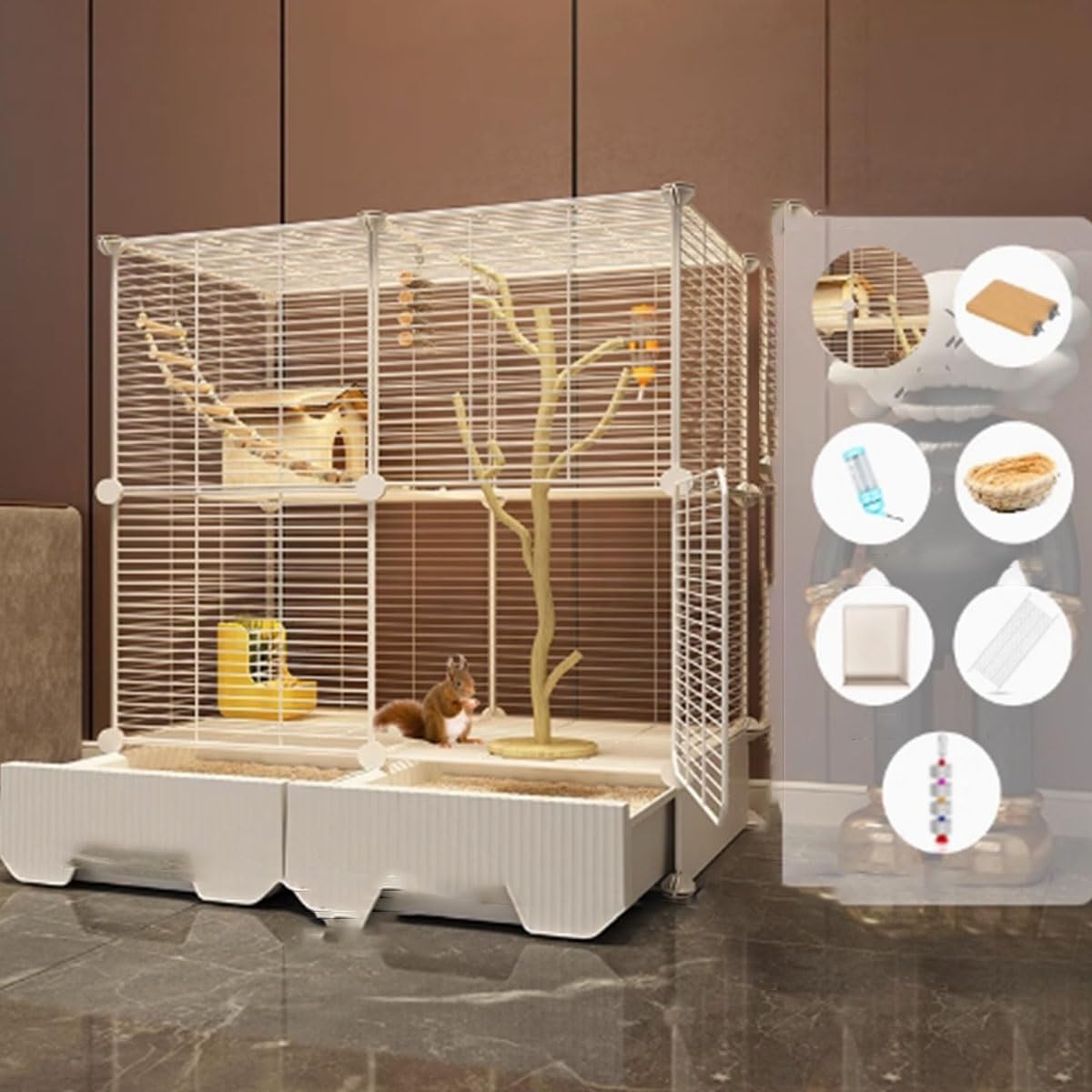 Amazon | フクロモモンガ ケージ 2階 大型 引き出し トレー