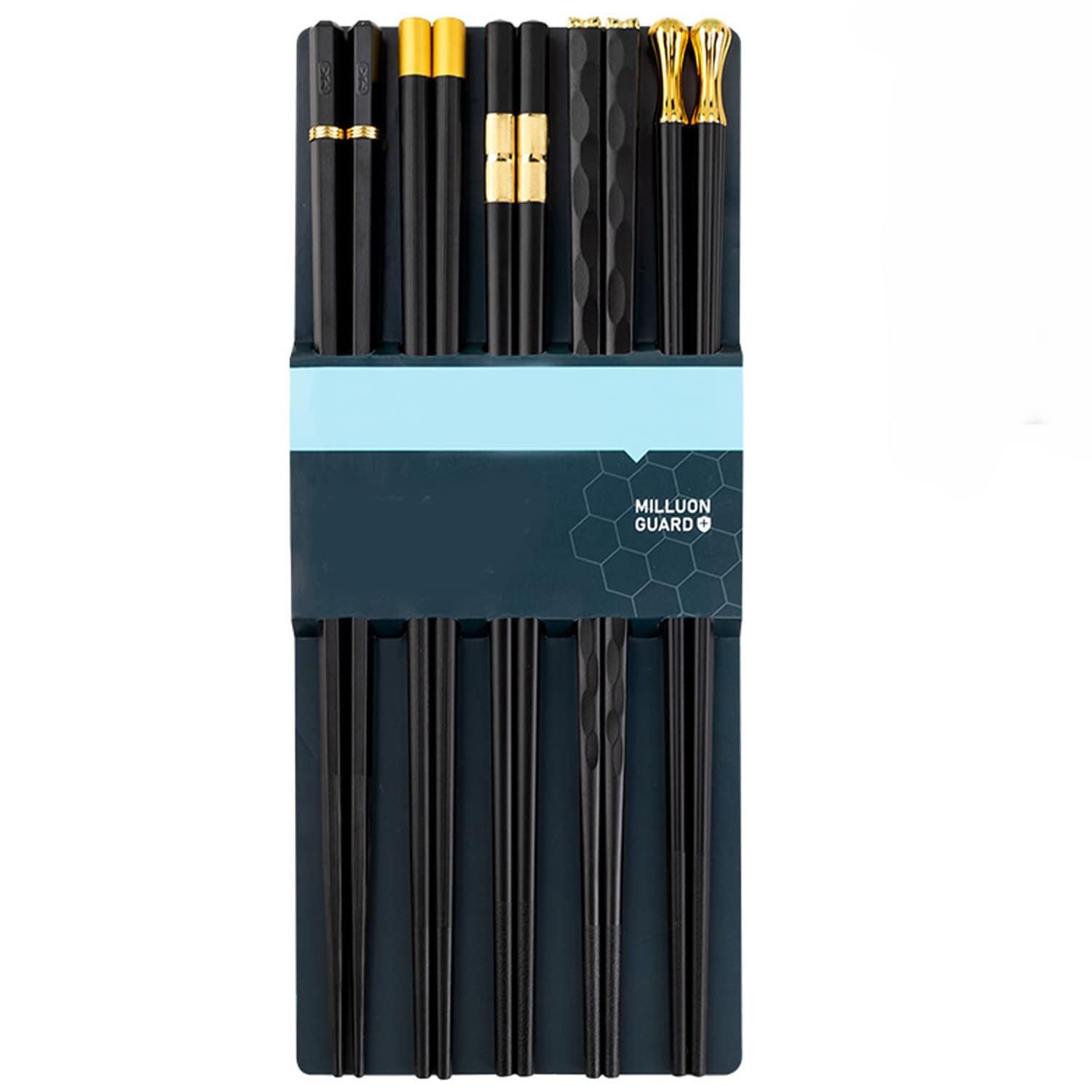 Chopsticks, 5 Pairs Premium Reusable Multicolour Chopsticks for Sushi Japanese Matte Anti-Slip Chop Sticks with Gift Case Lightweight Dishwasher Safe