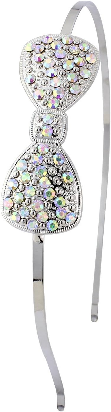 Diamante bow hairband, the crystals change colour in the light to sparkle