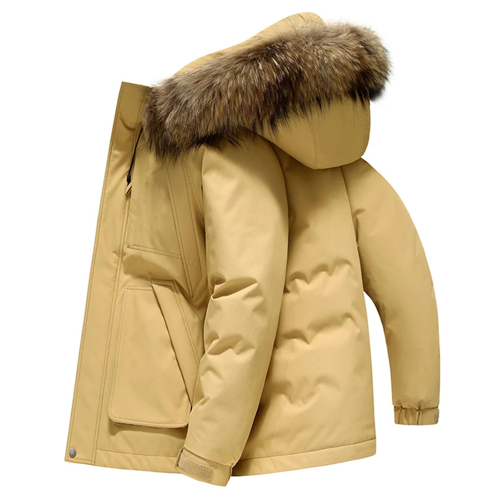 Piumino da uomo con cappuccio bianco anatra piumino Outwear collare antivento staccabile Puffer Coat Top Down indumento