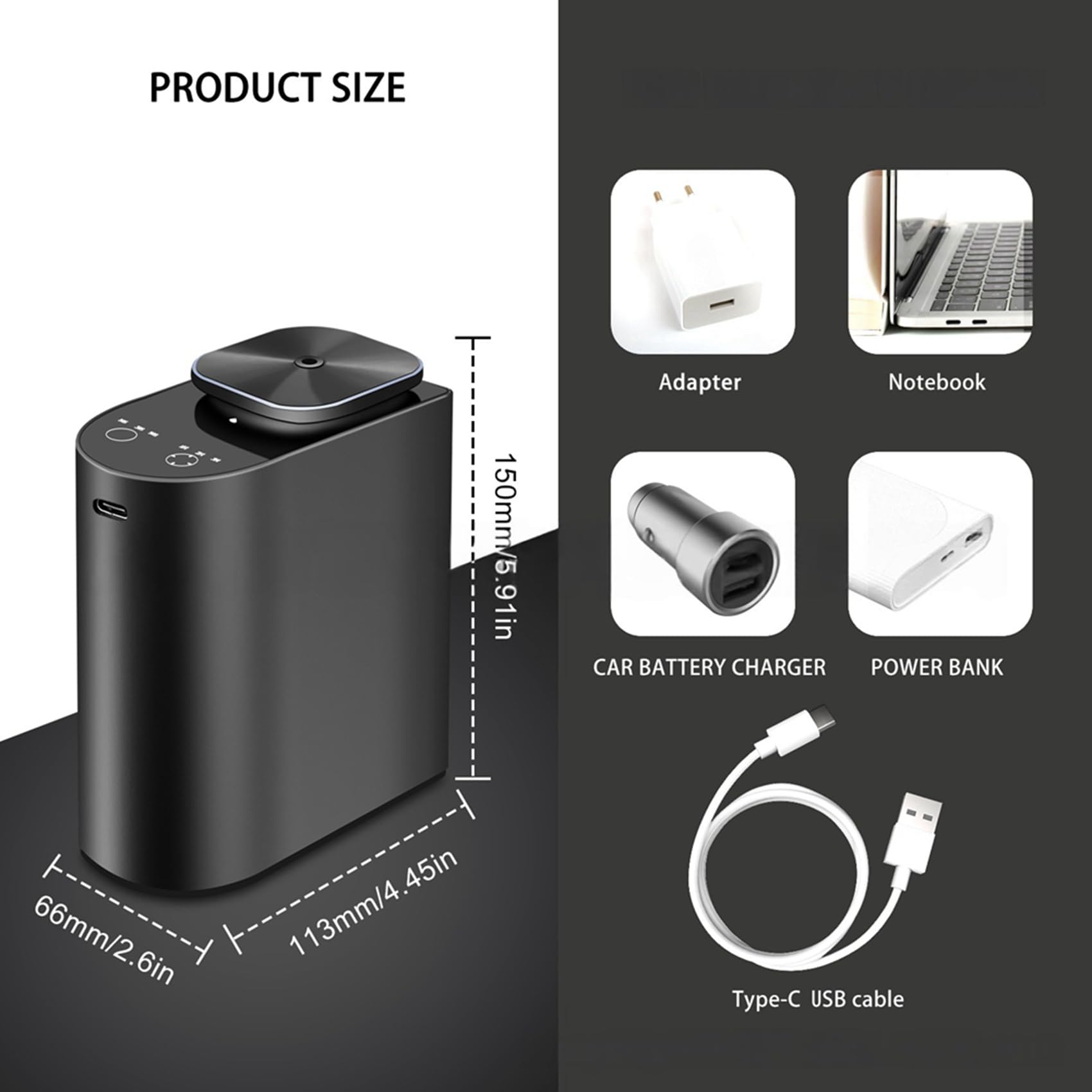 2X Difusor de Aceites Esenciales Sin Agua. Batería Grande de 4000 MAh, Capacidad de 100 Ml, Ideal para Hoteles, Habitaciones Grandes y Oficinas.
