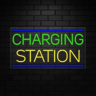 Charging Station Neon Sign for Retail Displays | Value priced LED Flex Neon | Electronic Light Up LED Sign for Windows/Walls | 37"W x 20"H x 1"D