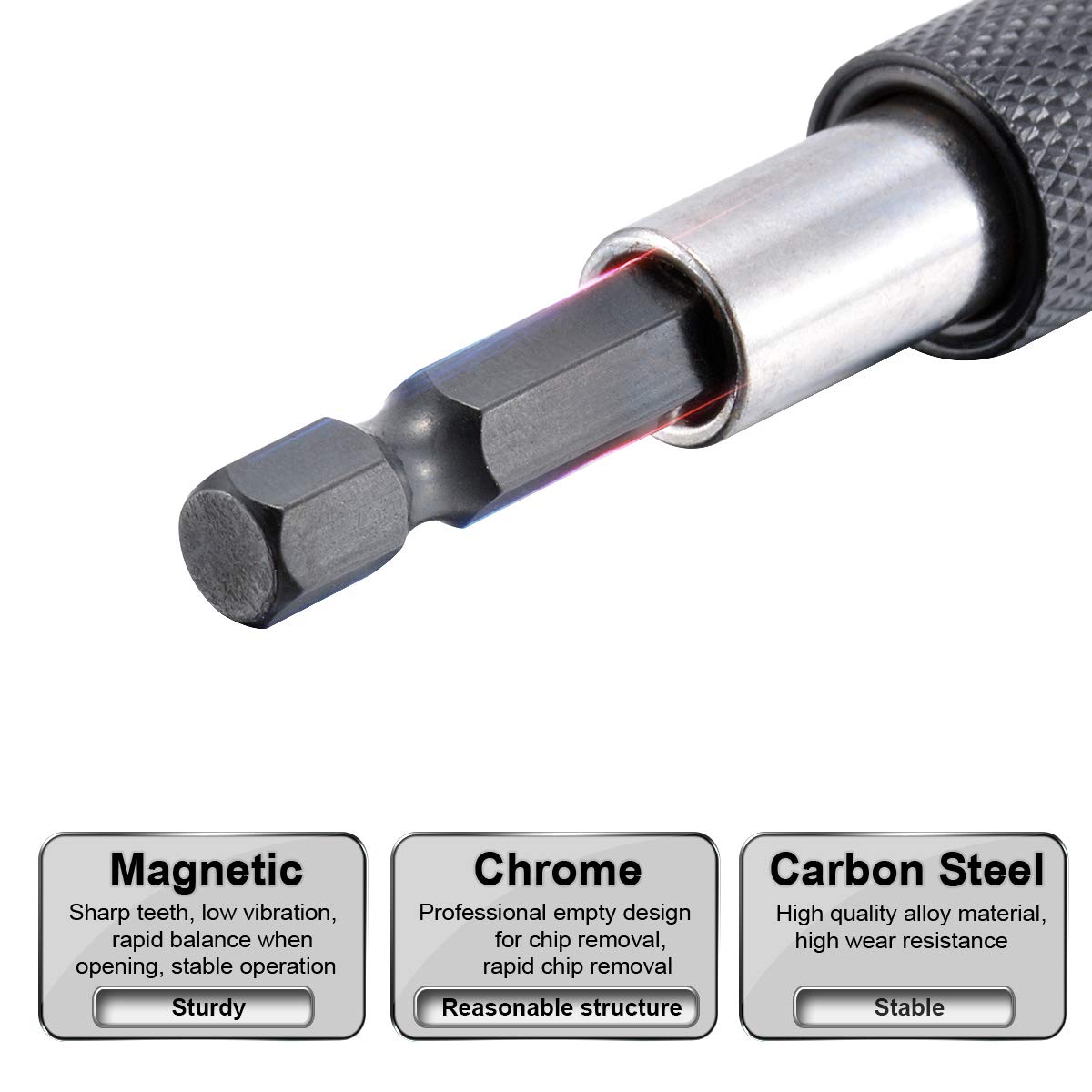 3 Piezas 1/4'' Mango Hexagonal Magnético Porta Brocas Extensión, Cambio Rápido Destornillador Conexión Varilla Manguito Adaptador para Tornillos, Tuercas, Destornillador -60/100/150mm Longitud