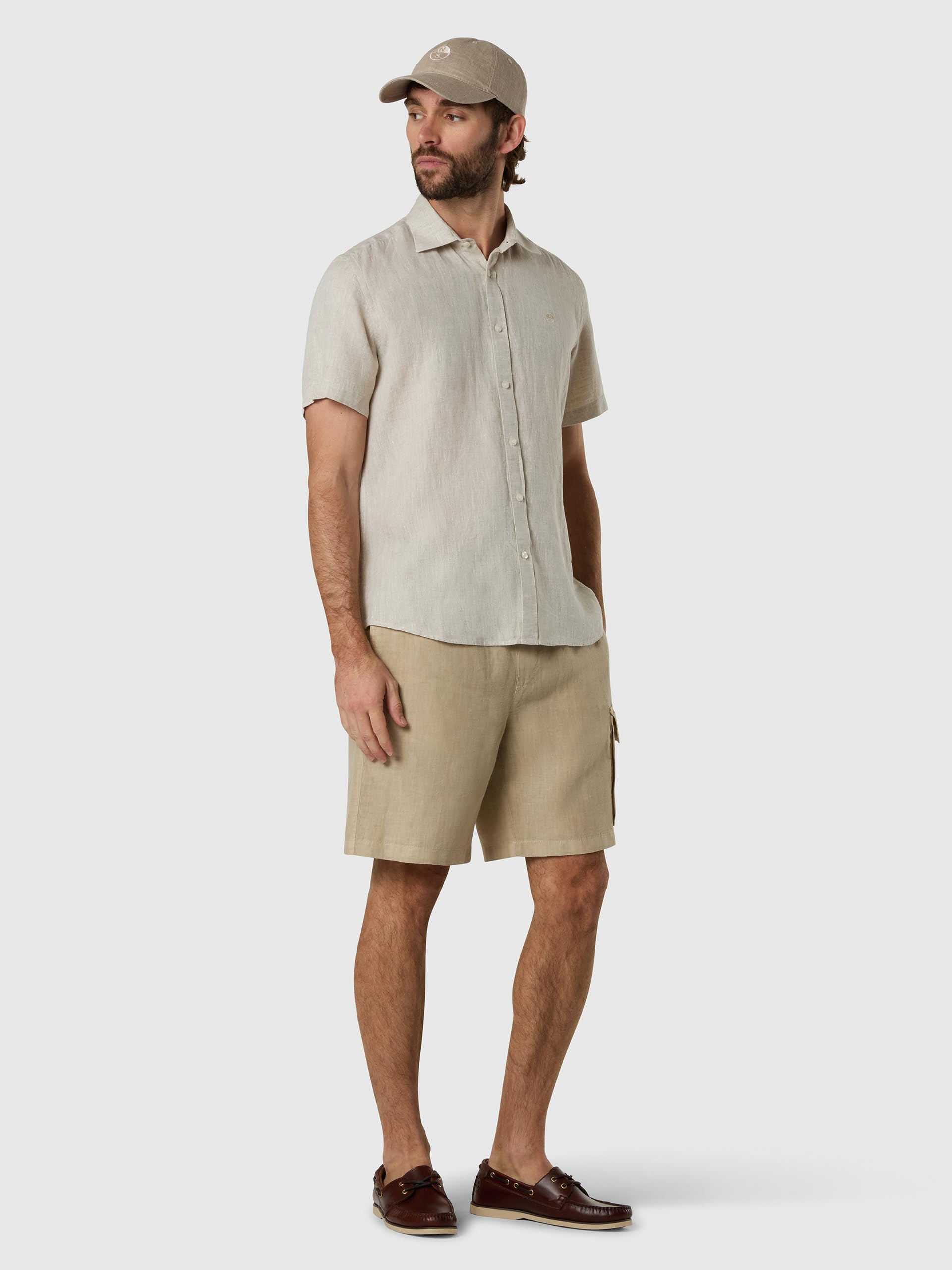 NORTH SAILS Camicia Uomo in Lino European Flax™ MC con Logo Ricamato