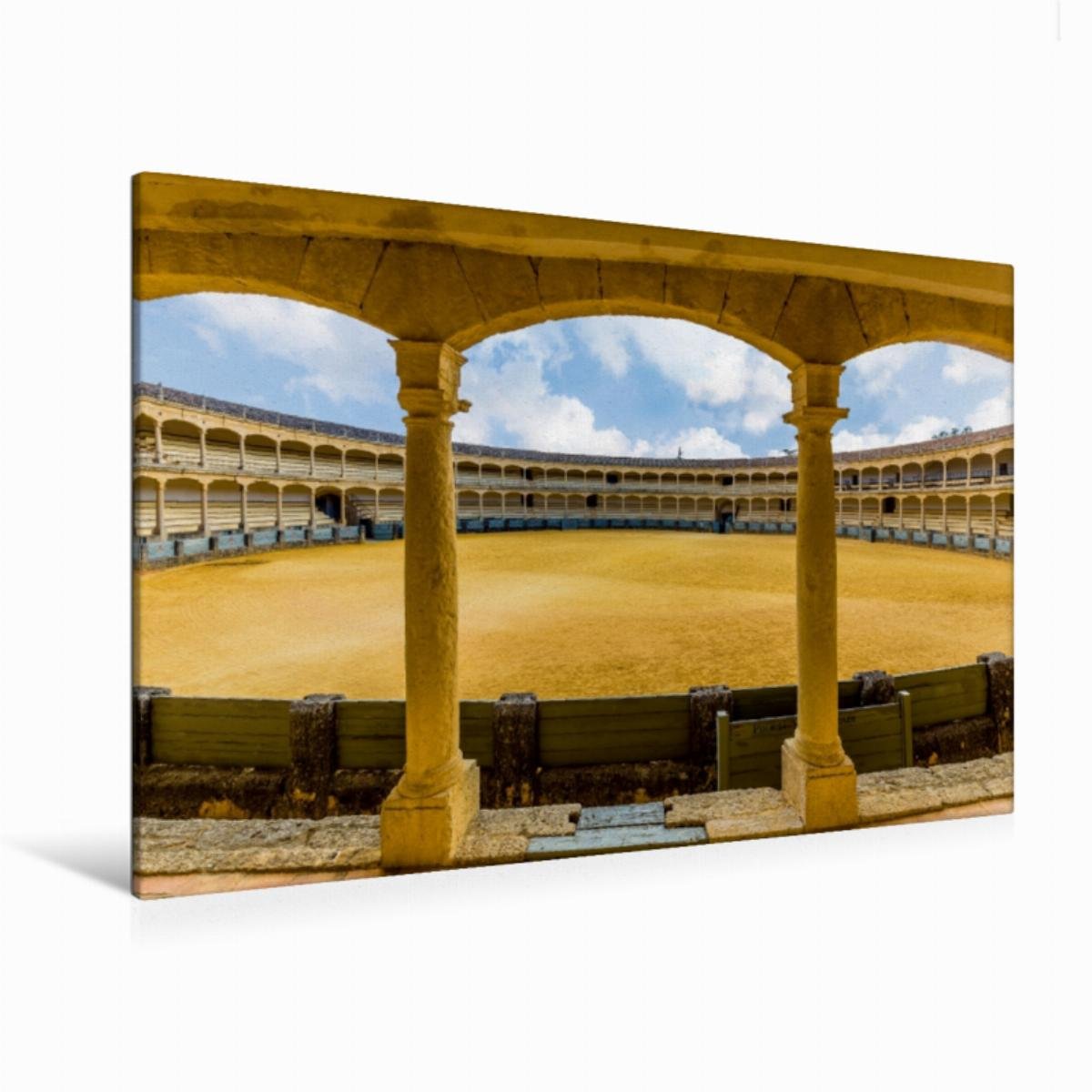 Premium Textil-Leinwand 120 x 80 cm Quer-Format Stierkampfarena, Ronda, Spanien | Wandbild, HD-Bild auf Keilrahmen, Fertigbild auf hochwertigem Vlies, Leinwanddruck von Thomas Konietzny