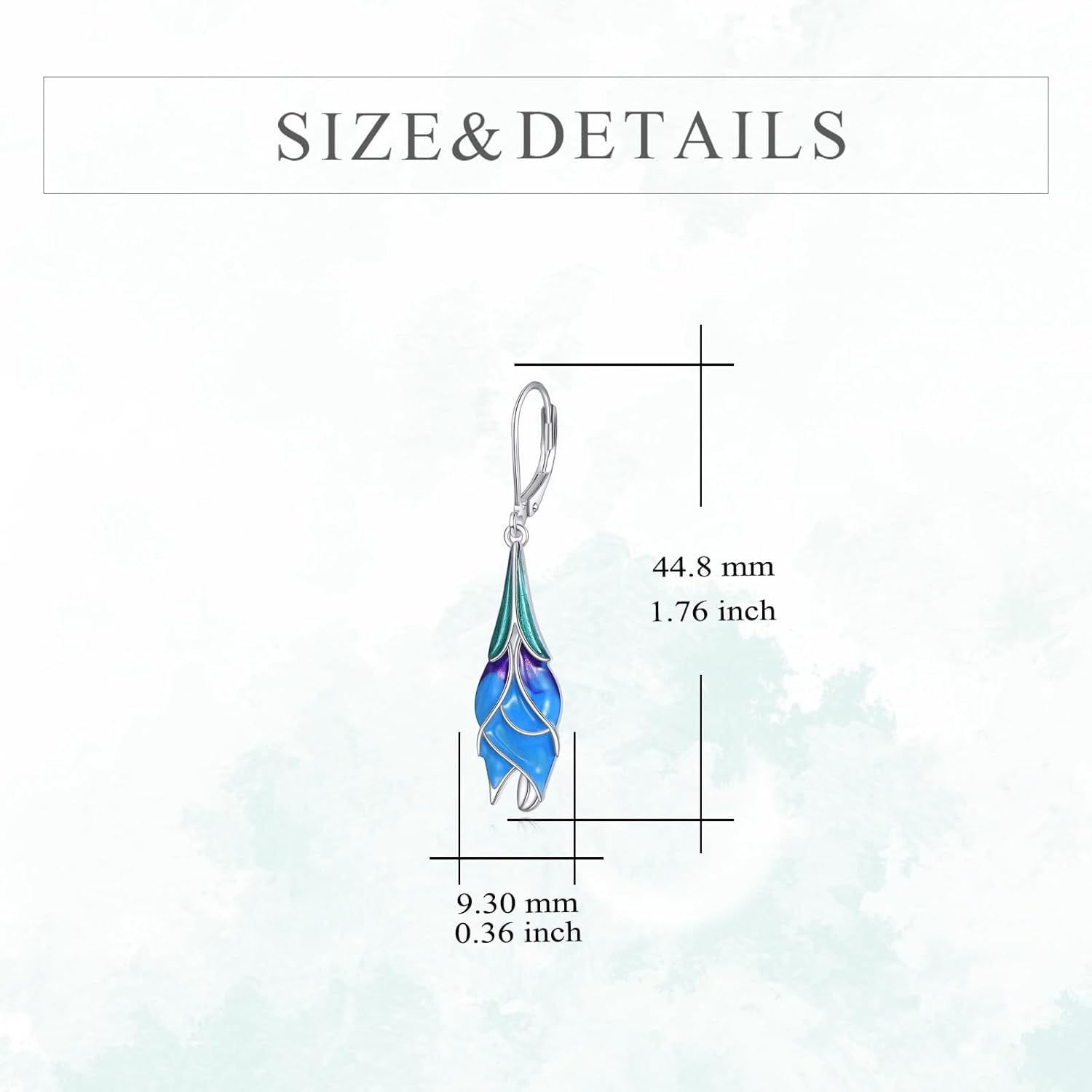 YFN Tulip Flower Earrings Sterling Silver Blue Purple Flower Dangling Dangle Drop Earrings Floral Jewelry Gifts for Women - Image 5