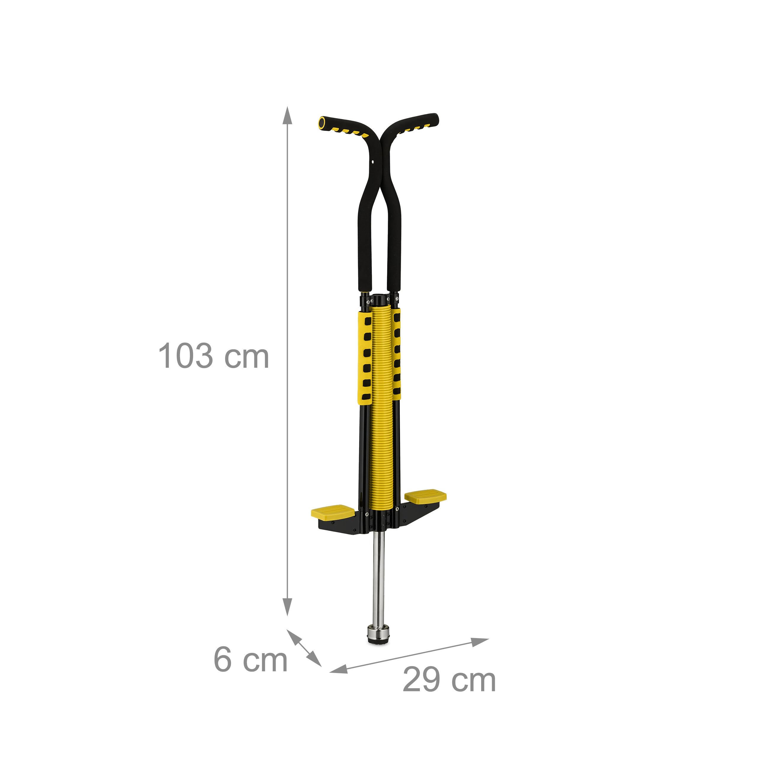 Relaxdays Kij pogo, dla dzieci, skakanka do 60 kg, wyściełana, do użytku na zewnątrz, antypoślizgowa, stal nierdzewna, żółta