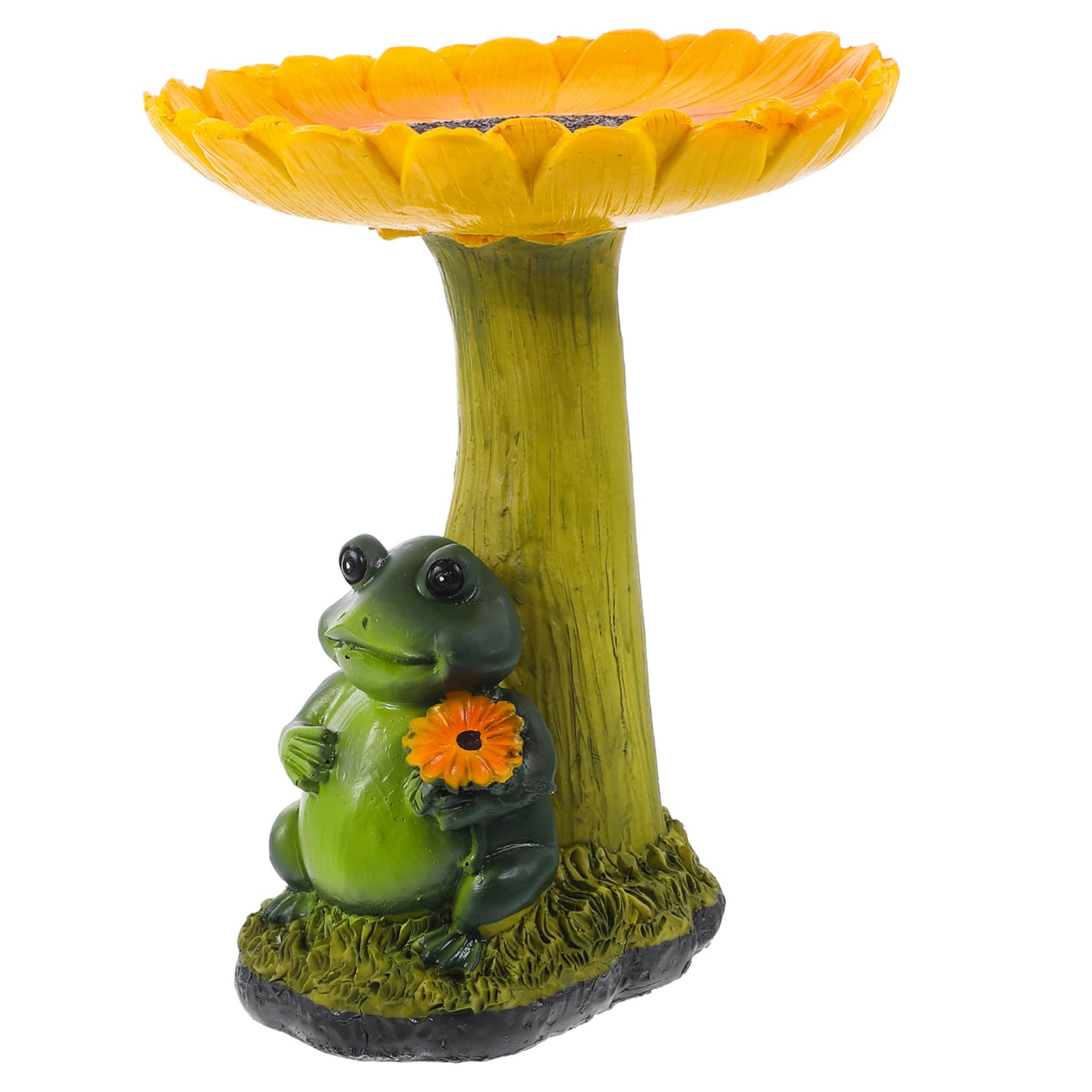 HANABASS Baño Complemento Rana para Resina Pájaros de Girasol de Diseño y Adorable Portátil para Decoración de Jardín y Exteriores para Aves Patio