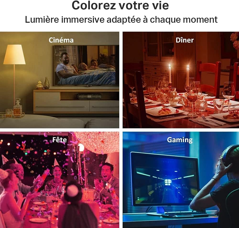 Tapo Ampoule Connectée WiFi, Ampoule LED E27 Multicolore 2700K-6500K, Ampoule Intelligente 8.7 W 806Lm, Compatible avec Alexa et Google Home, Commande Vocale, Economie d'énergie, Tapo L530E(3-pack)