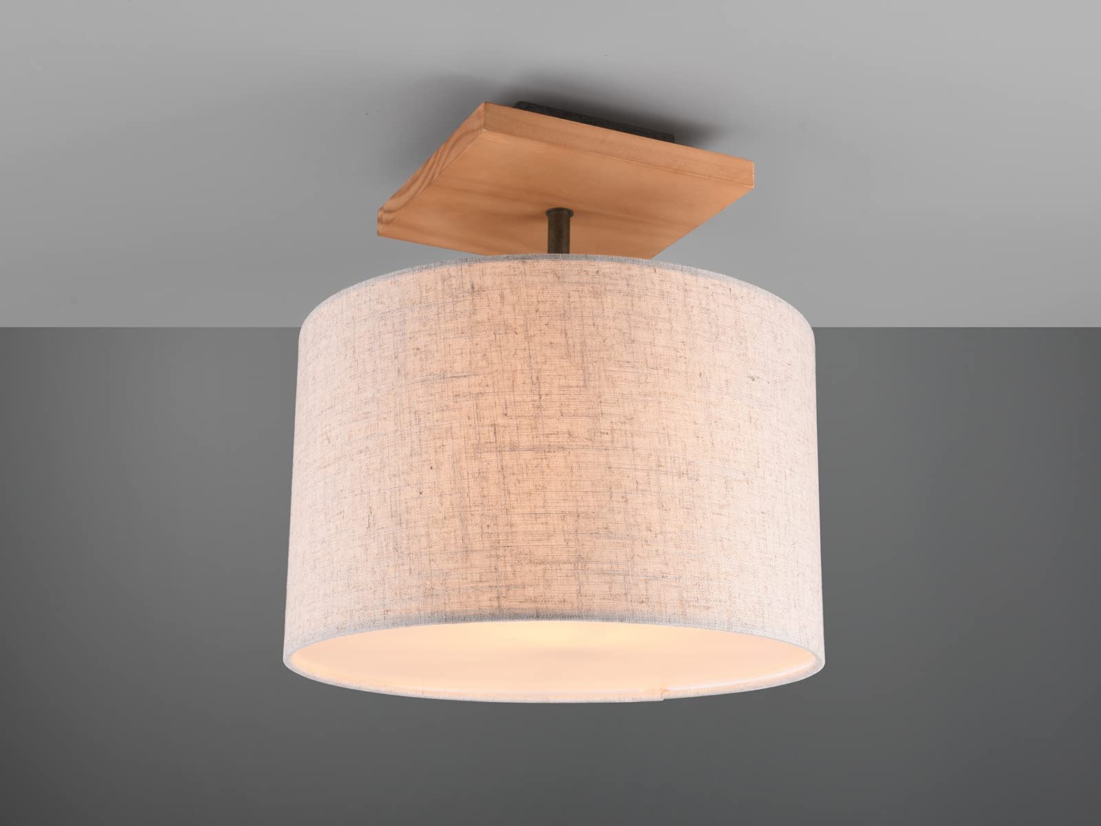 Deckenleuchte mit Stoff Lampenschirm in Leinenoptik Beige, Ø 35cm