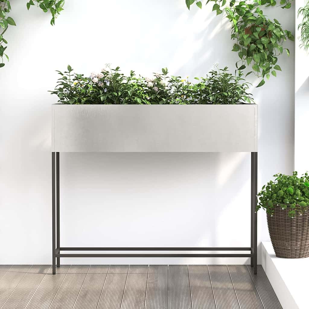Hochbeet Edelstahl Silber 100 x 26 x 82 cm Pflanzkasten | Stilvoller Blumenkübel für Balkon und Terrasse, wetterbeständiges Design für eine einfache Pflanzenpflege.