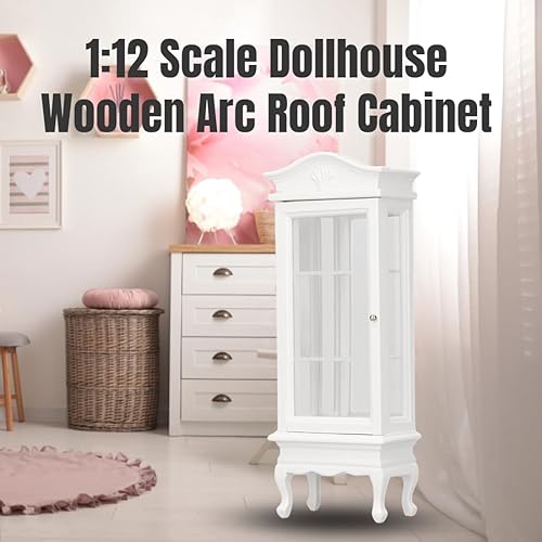 Miniatura 2 de Gabinete de exhibición en miniatura, muebles de casa de muñecas, gabinete de techo de arco de madera, accesorios de alta simulación para casa de
