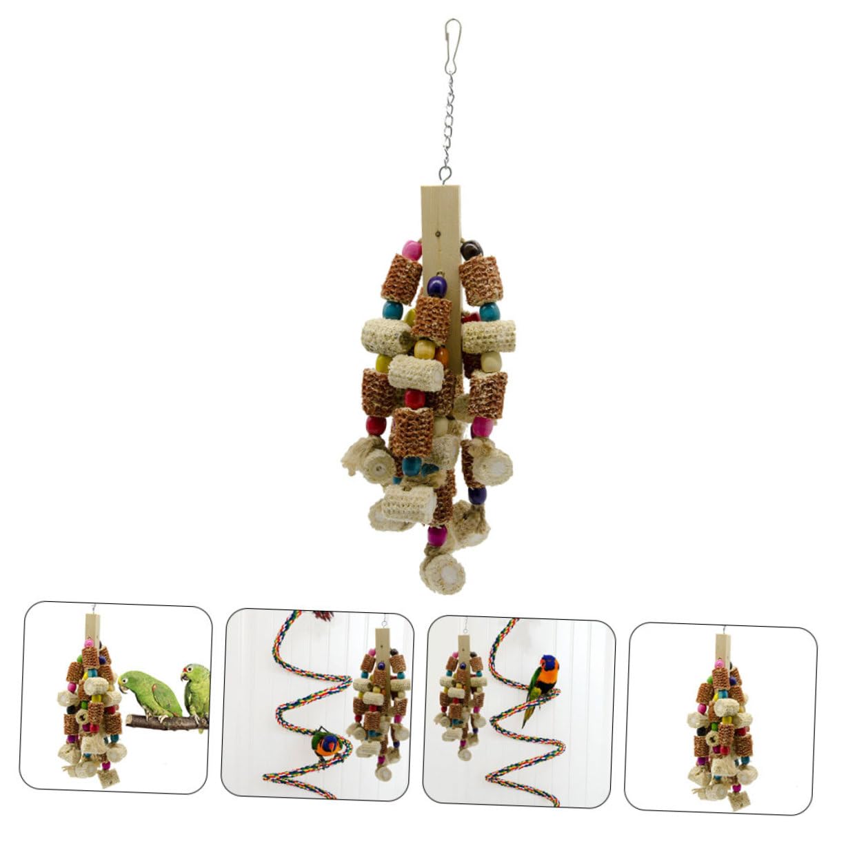 BESPORTBLE 2pezzi Giocattolo Da Appendere Per Uccelli Legno Accessorio Per Gabbia Di Pappagalli Giocattolo Da Masticare Resistente e Divertente Per Pappagalli e Altri Uccelli Domestici