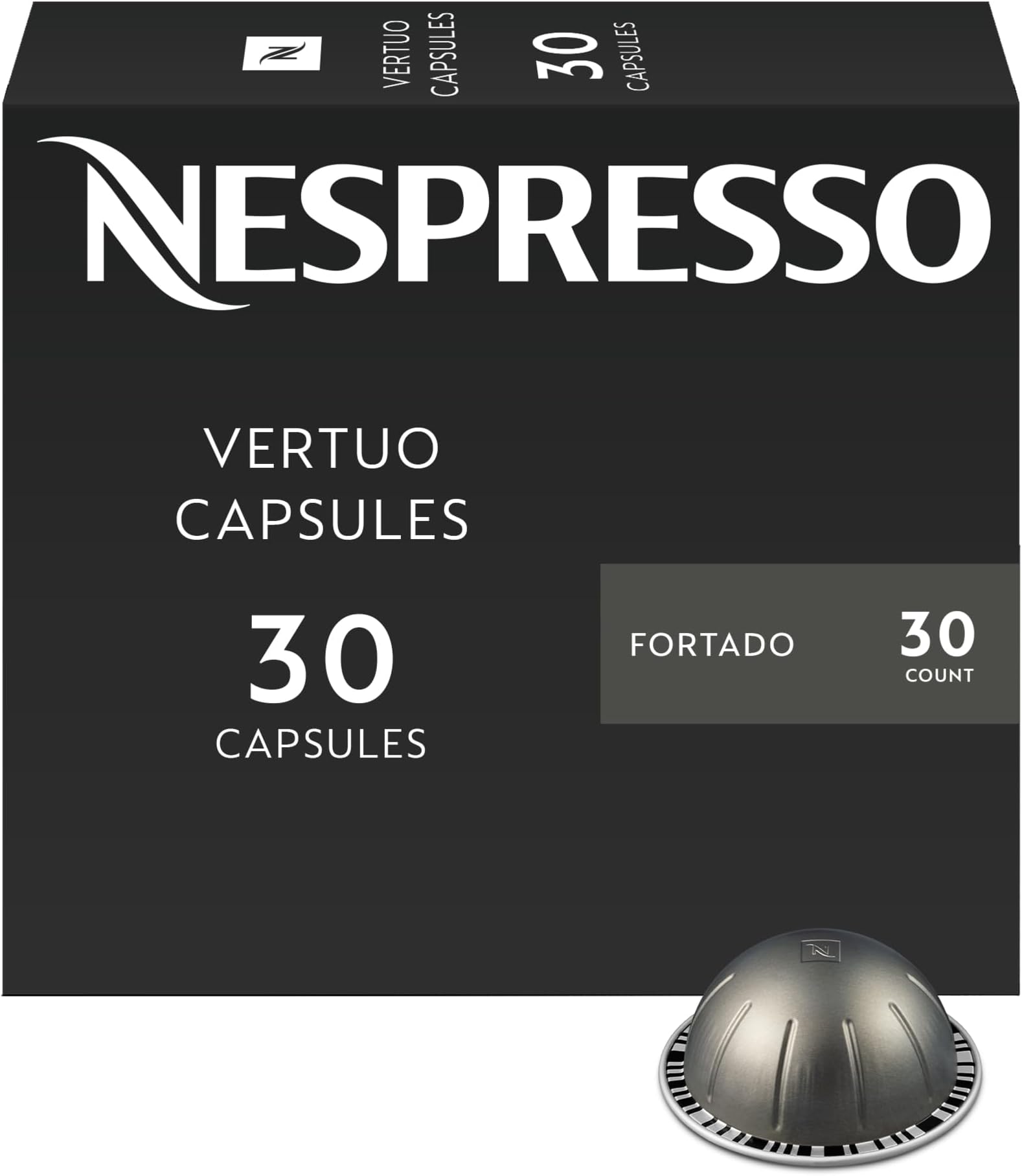 Capsules Vertuo, Fortado Gran Lungo Americano, Dark Roast Espresso Coffee, 30 Count Coffee Pods, Brews 5.0oz.