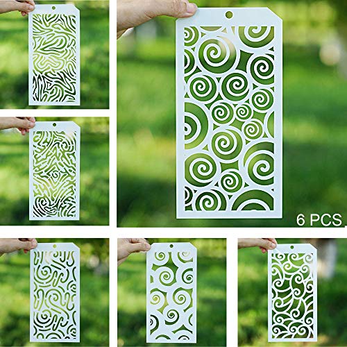 Image of SLGIFT Diy Decorative Stencil Template For Scrapbooking Painting On Wall Furniture Crafts,Set Of 6 (Seamless Wave)