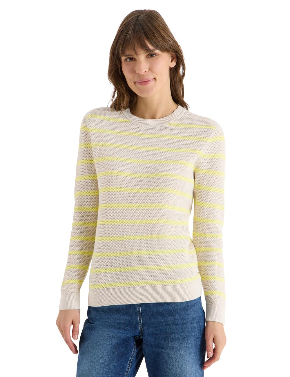 CECIL Damen Gestreifter Strukturpullover