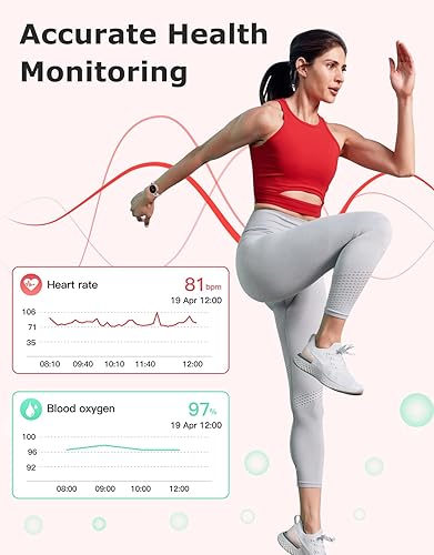 Miniatura 5 de Rastreador de actividad física, relojes de fitness redondos para mujeres con llamadas Bluetooth, monitor de frecuencia cardíaca, monitor de sueño,