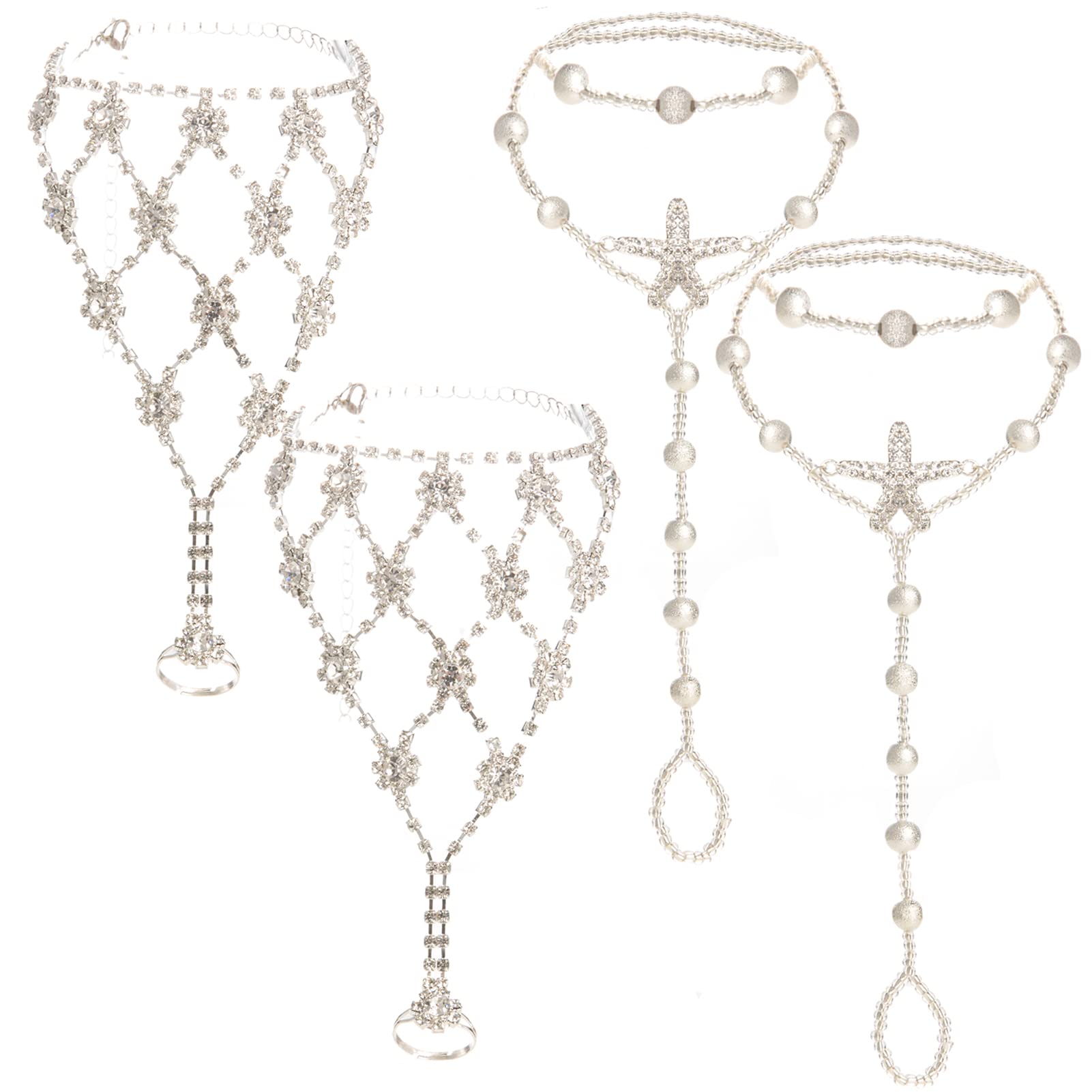 Cosweet2 Pairs Barefoot Sandals- Beach Anklet Chain with Starfish for Women Lady's Beach Wedding Foot Jewelry Party Accessories