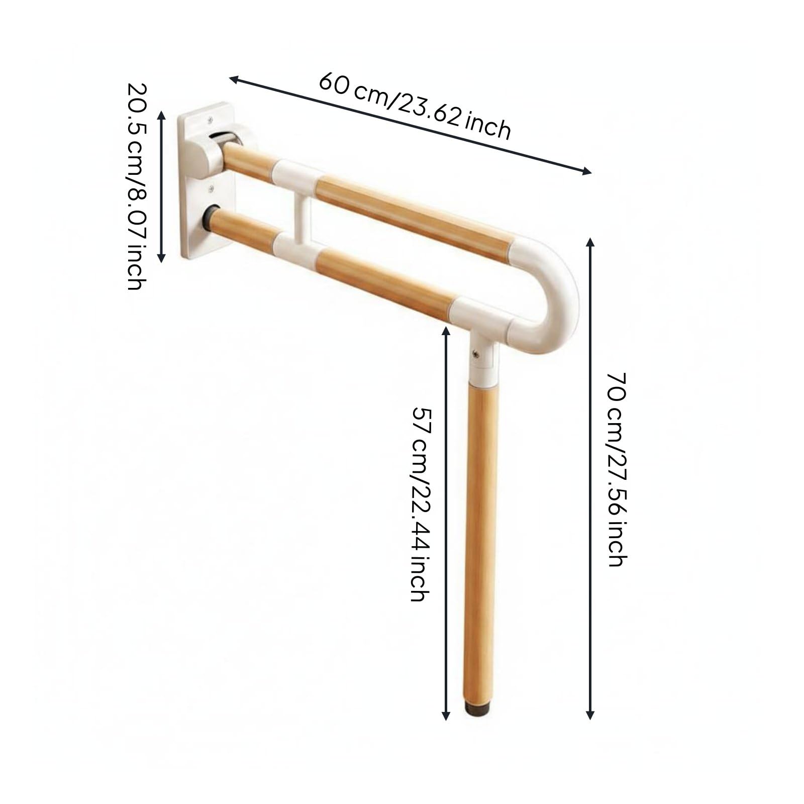 Harilla Corrimano per Toilette Barra di Sostegno Maniglia Binario di Supporto Pieghevole in Alluminio Stabile Adatto Donne Uomini Bagno Casa Ospedale Hotel, 60CM